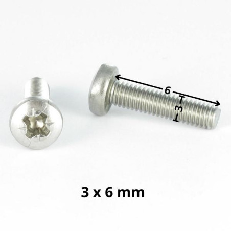 1 x Vis m-hastighed bred kuppelformet hoved Pozi PZ7 M3X6 elforzinket stål mikroskruer