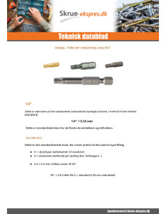 Bit Industriel kvalitet 1/4" C6.3 T10 længde 2 2