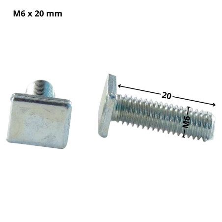 1 x Vis m-hastighed regtangulært hoved M6X20 9,5X12X2 elforzinket stål