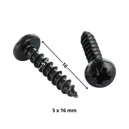 1 x Træ og spånplade skrue rundt hoved Pozi PZ8 5X16 sort galvaniseret