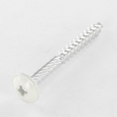 1 x Skrue blomstret rundt stort hoved Pozi PZ8 5X45 Aluminium RAL9010 ren hvid