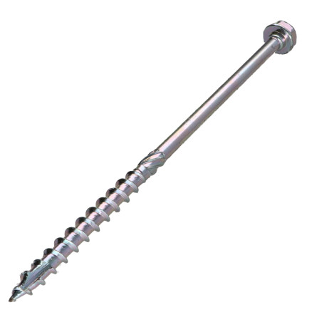 1 x Rammeskrue TEKOR Sekskantet hoved spids anti-kløvning type 17 cut 10X380 Gevind 80 T40 Galvaniseret stål cr3 96 HBS