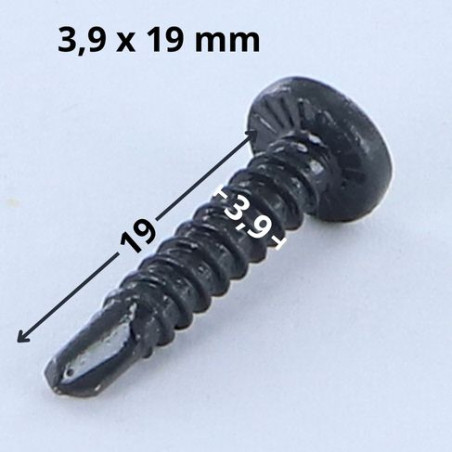 1 x Selvborende skrue panhoved phillips 3,9X19 Metalplade elforzinket stål LAQ RAL7016 antrasit grå