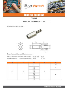 Forbindelsesstykke Sekskantet han/hun M3/8 5X12 Gevind 8... 2