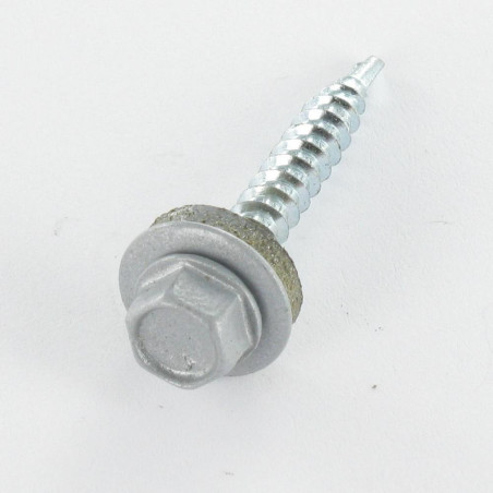 1 x Selvborende skrue Sekskantet hoved 4,8X19 Tandskive elforzinket stål RAL9006 hvid aluminium