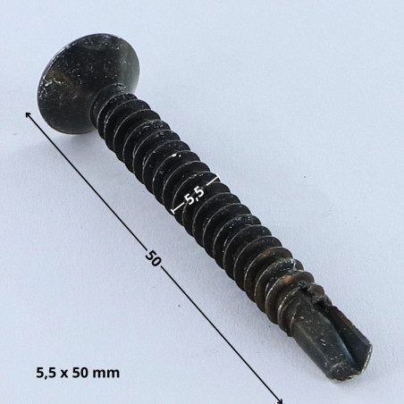 1 x Selvborende skrue forsænket hoved T25 5,5X50 sort galvaniseret