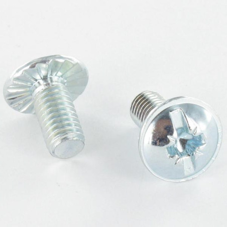 1 x Skrue kopskrue Split POZI M6X12 med takker elforzinket stål