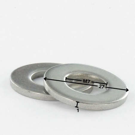 1 x Skiver flad 7X27X1 Aluminium