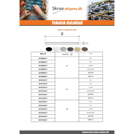 1 x Selvklæbende dæksel diameter 14 EGETRÆ mørk