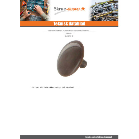 1 x Skruedæksel Spax sort nylon Hoveddiameter 15 KØ2.5X7
