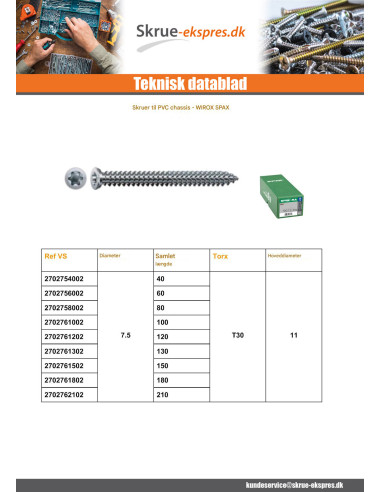 1 x Spax Skrue for CHASSIS Plastik 7,5X210 T30...
