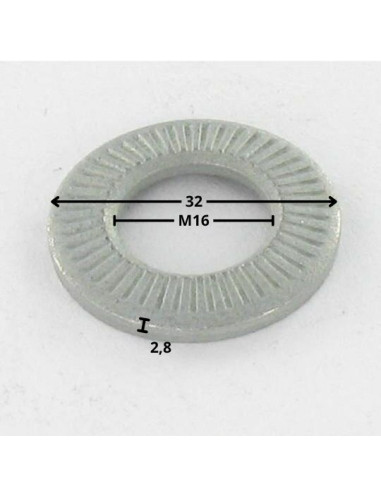 1 x Kontakt låskiver M16X32X2.8 elforzinket...
