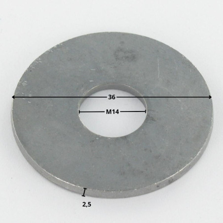 1 x Skiver flad M14X36X2.5 L modstandsdygtig mod korrosion varmgalvaniseret stål