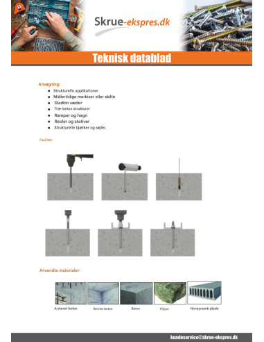 1 x Skrue til beton dobbelt gevindstykke T5...