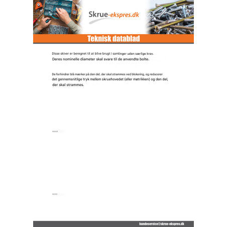 1 x Skiver flad M8X22X1.5 L sort galvaniseret