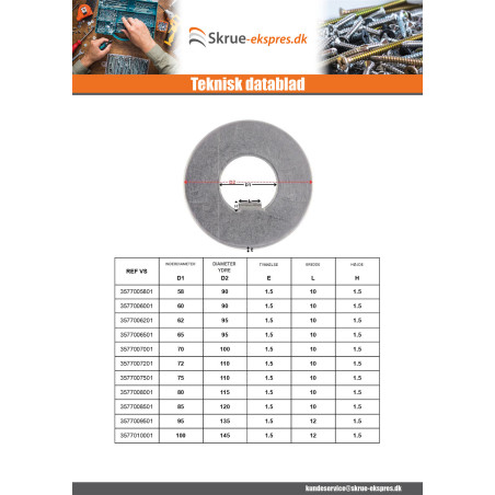 1 x Låseskive med indvendig tap 50X75X1.2 Tipo F 8 Rå stål