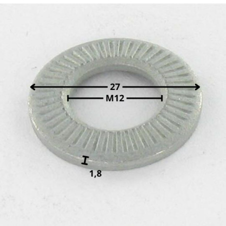 1 x Kontakt låskiver M12X27X1.8 elforzinket stål normal serie