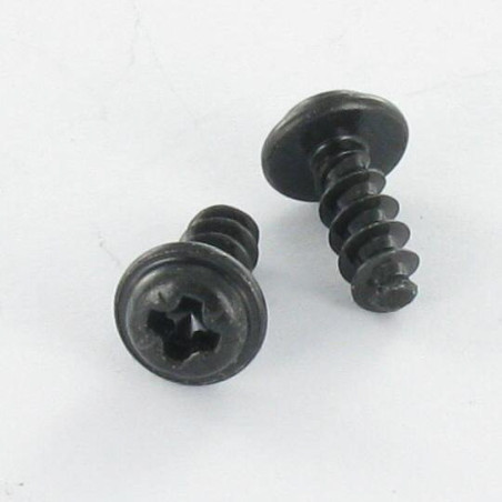 1 x Skrue til plastik kopskrue Pozi PZ8 4X10 sort galvaniseret