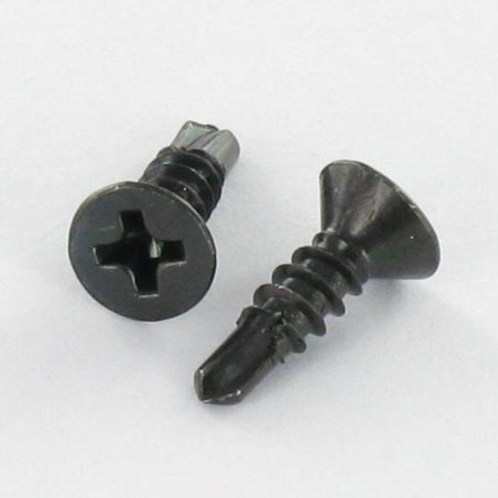 1 x Selvborende skrue forsænket hoved phillips 3,5X13 Metalplade sort galvaniseret