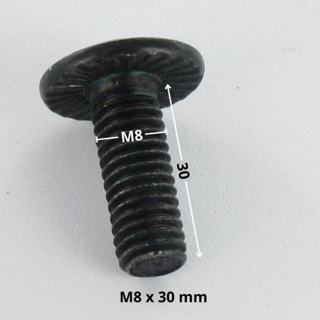 1 x Skrue kopskrue Sekskantet fatning 5 M8X30 med takker UNDER hoved sort galvaniseret