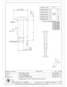 Massiv nitte Linseformet hoved 3,65X10 Cylindrisk ende... 2
