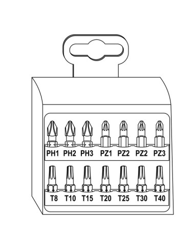 1 x Udvalg 14 Bit phillips Pozi TX + 1 dør Bit
