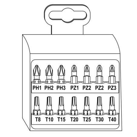 1 x Udvalg 14 Bit phillips Pozi TX + 1 dør Bit