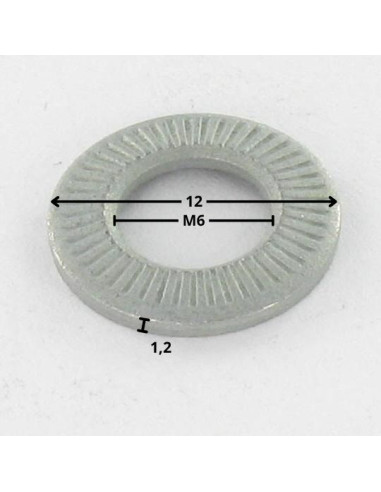 1 x Kontakt låskiver M6X12X1.2 elforzinket stål...