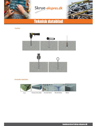 1 x øje skrue Beton 12X75 elforzinket stål