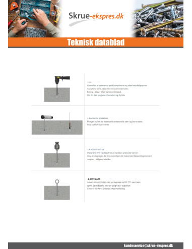 1 x øje skrue Beton 12X75 elforzinket stål