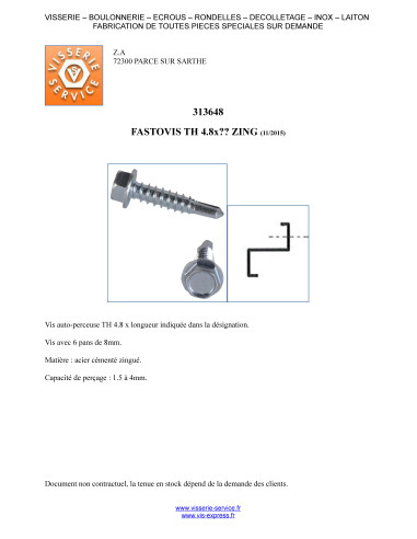 1 x FASTOVIS Sekskantet hoved 4,8X19...