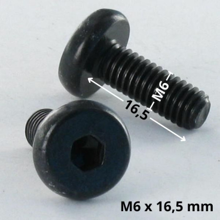 1 x Vis m-hastighed stort cylindrisk pan hoved Sekskantet hul M6X16.5 Sekskantet fatning 4 Fuld trÃ¥d sort galvaniseret