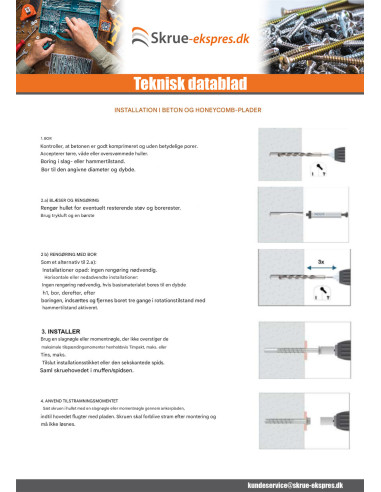 1 x Skrue til beton Sekskantet hoved Flange T13...