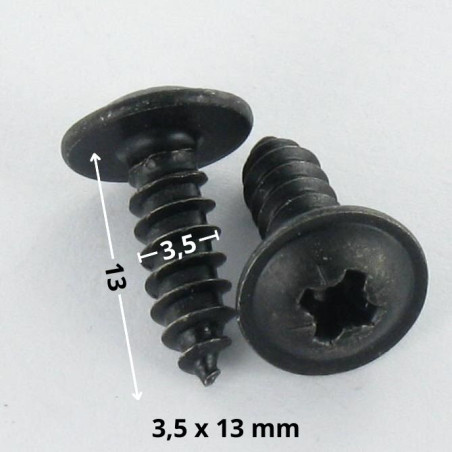 1 x Gevindvalse skrue kopskrue Pozi 3,5X13 sort galvaniseret