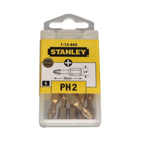 1 x Kasse med 6 Bit Phillips 2 STANLEY længde 25