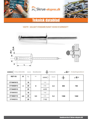 1 x Nitte blind GOLIGHT ALU/ALU TRS 4,8X16