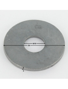 Skiver flad M10X36X2 LL Rå stål geometri 500A 2