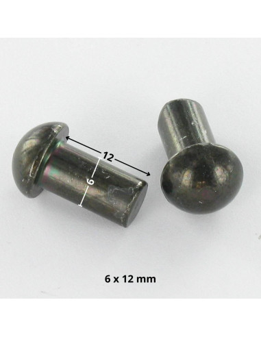 1 x Massiv nitte rundt hoved 6X12 sort...