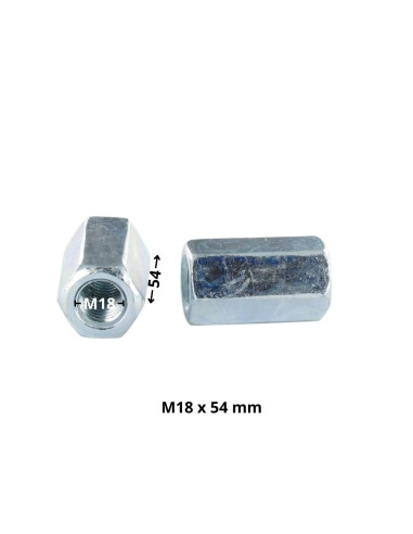 1 x Gevindmuffe Sekskantet M18X54 flad 27...