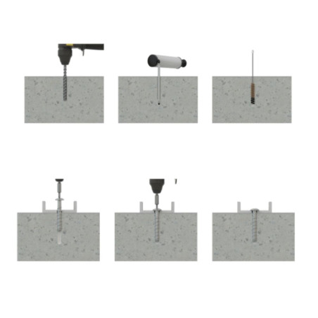 1 x Skrue til beton hoved Pan hoved TORX T30 6X40 elforzinket stål