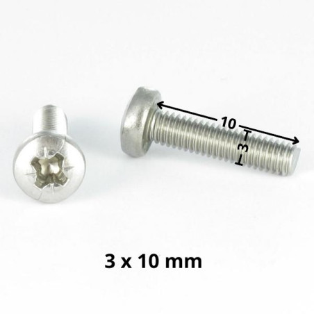 1 x Vis m-hastighed bred kuppelformet hoved Pozi PZ7 M3X10 elforzinket stål mikroskruer