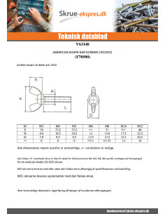 Skrue vinger M8X35 amerikansk form elforzinket stål 2