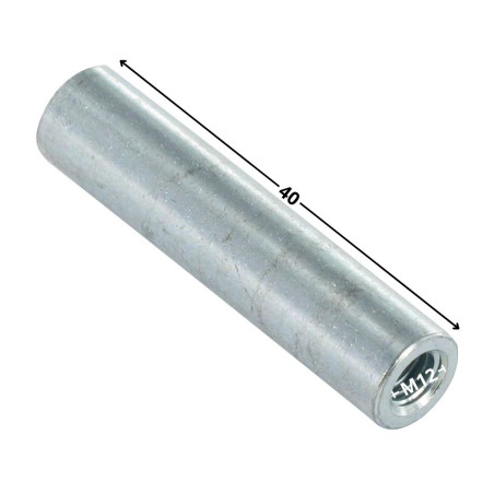 1 x Gevindmuffe cylindrisk M12X40 diameter udenfor 15 elforzinket stål