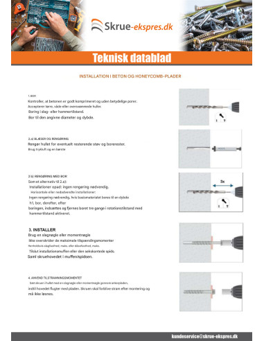 1 x Skrue til beton Sekskantet hoved Flange T10...