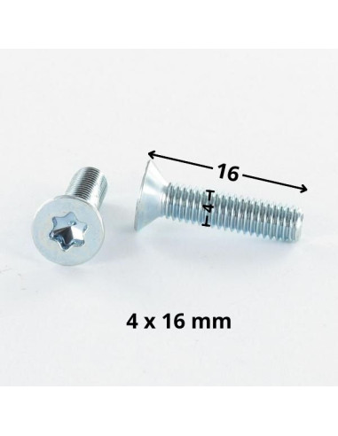 1 x Vis m-hastighed forsænket hoved T20 M4X16...