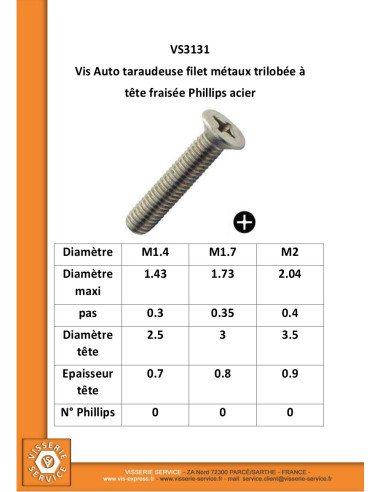 1 x Elvskærende skrue Gevind metal forsænket...
