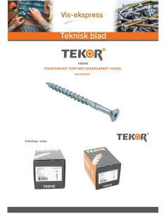 Rammeskrue TEKOR forsænket hoved med takker T20 4X35... 2