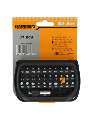 1 x Udvalg 30 Bit phillips Pozi TX kærv H + 1...