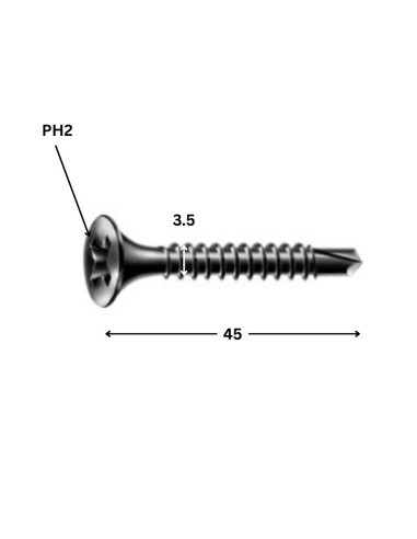 1 x Skrue til gipsplade Spax 3,5X45 Fostfat...