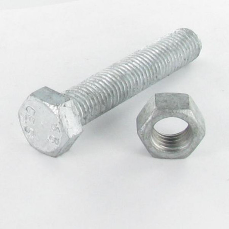 1 x Bolt med møtrik Sekskantet hoved M16X340 Gevind 150 Klasse 6.8 modstandsdygtig mod korrosion varmgalvaniseret stål